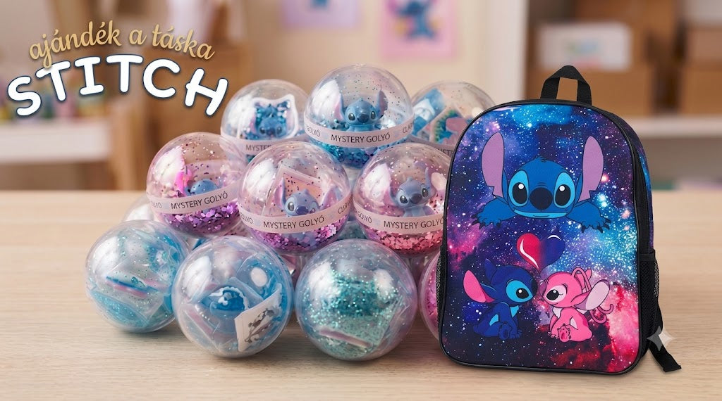 Angel &amp; Stitch Galaxis Hátizsák és Varázsgolyó Csomag