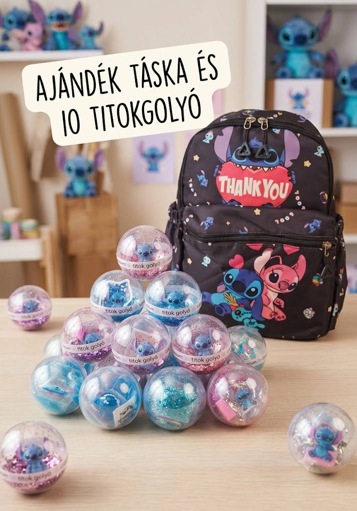 Stitch Fekete Hátizsákos Mystery Box Prémium Csomag