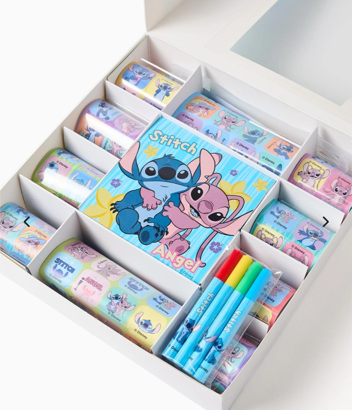 Színezős matricakészlet gyerekeknek, 3 éves kortól – Stitch és Angel