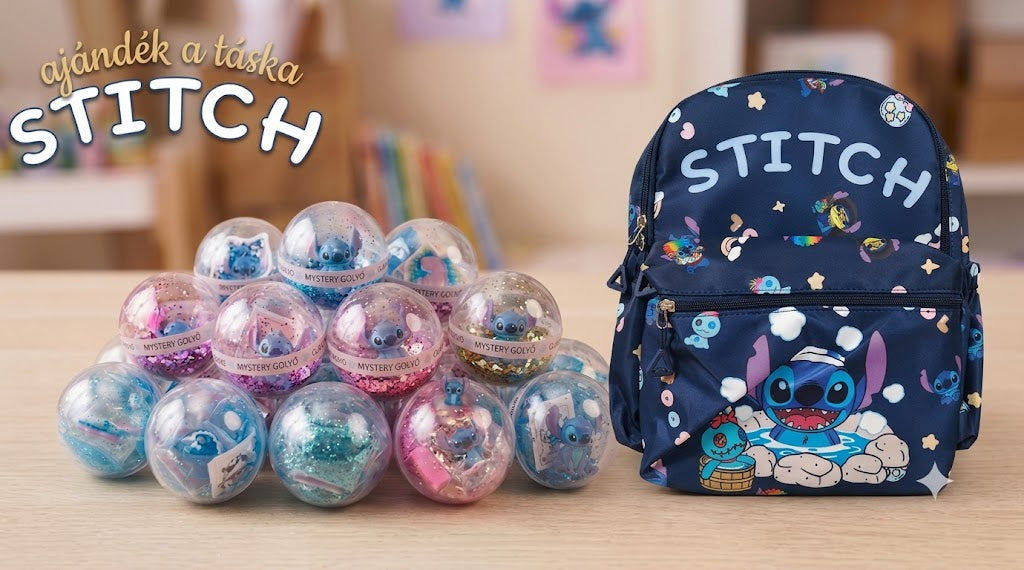Stitch Sötétkék Hátizsák és Varázsgolyó Csomag